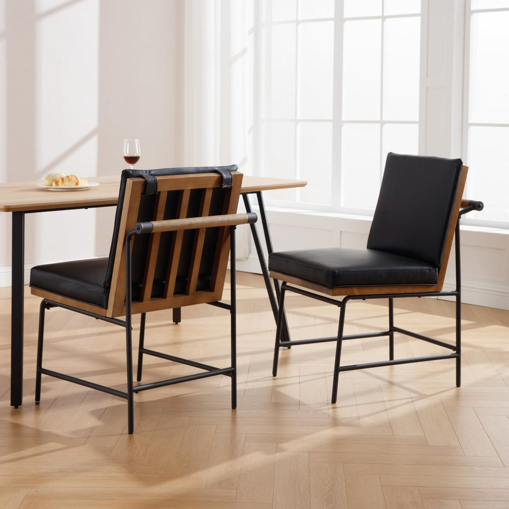 Black PU Dining Chairs Set of 2 W28122