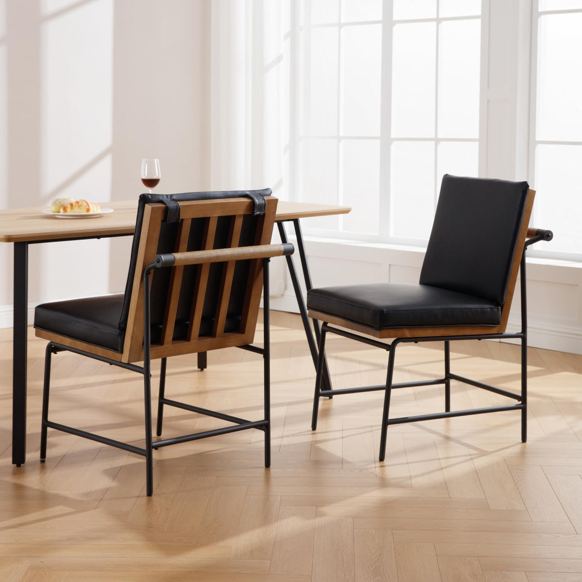 Black PU Dining Chairs Set of 2 W28122