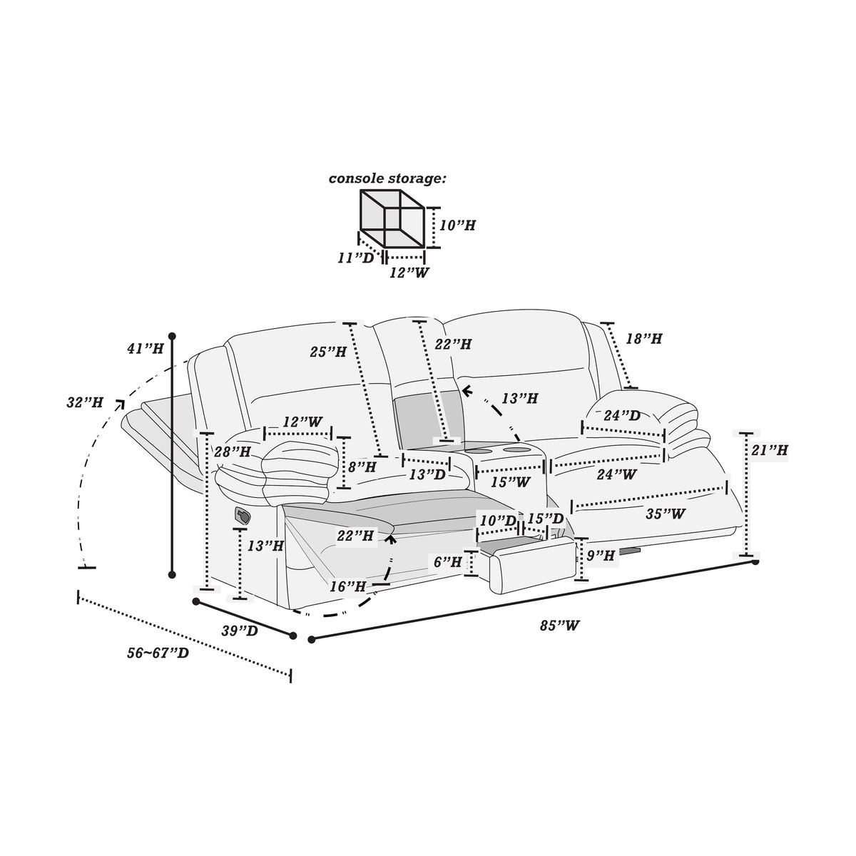 Light Gray Corduroy Manual Motion Loveseat T131480