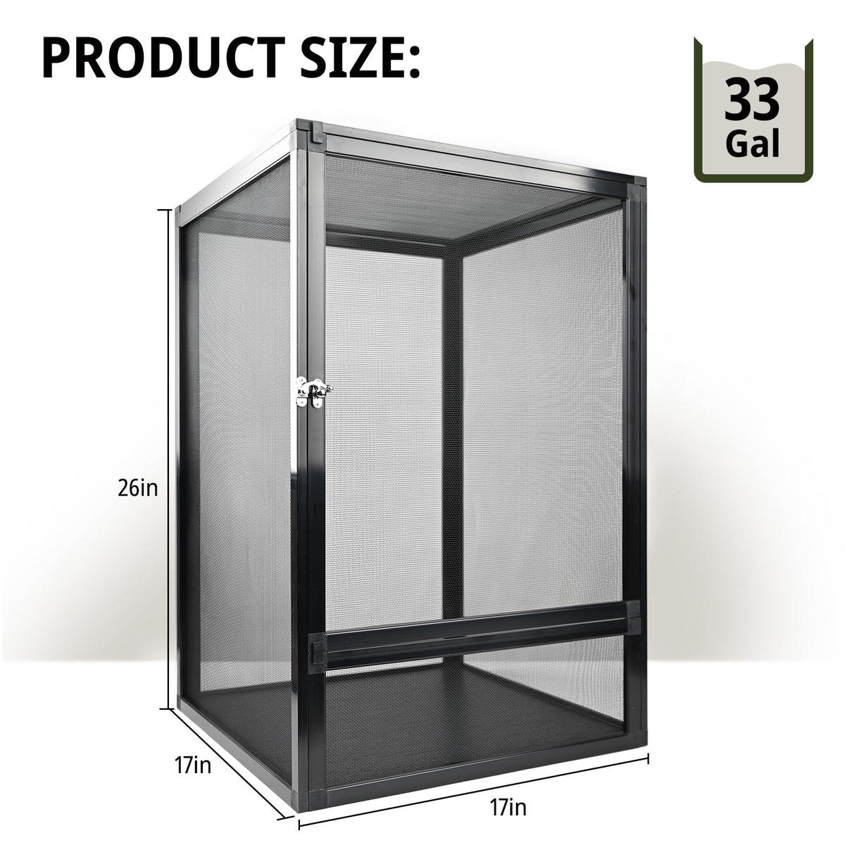 33 Gallon 26"x17"x17" Mesh Screen Reptile Enclosure T432816