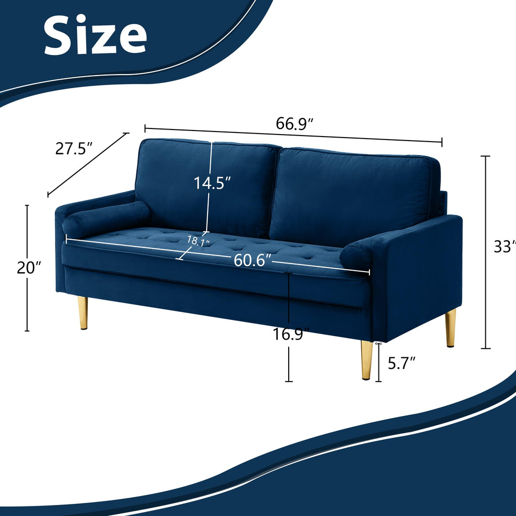 67" Velvet Tufted 2-Seater Sofa A968386
