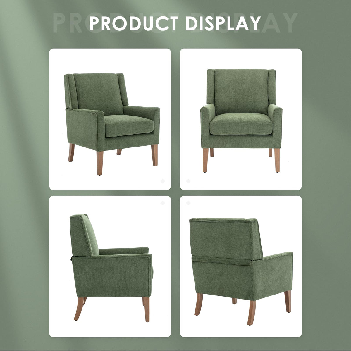 Green Upholstered Fabric Wingback Armchair Set of 2 K5541