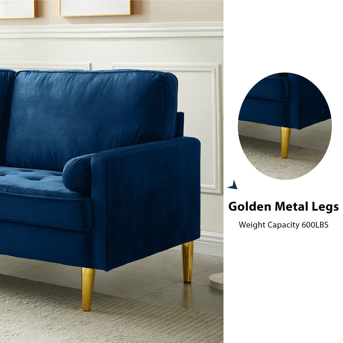 67" Velvet Tufted 2-Seater Sofa A968386