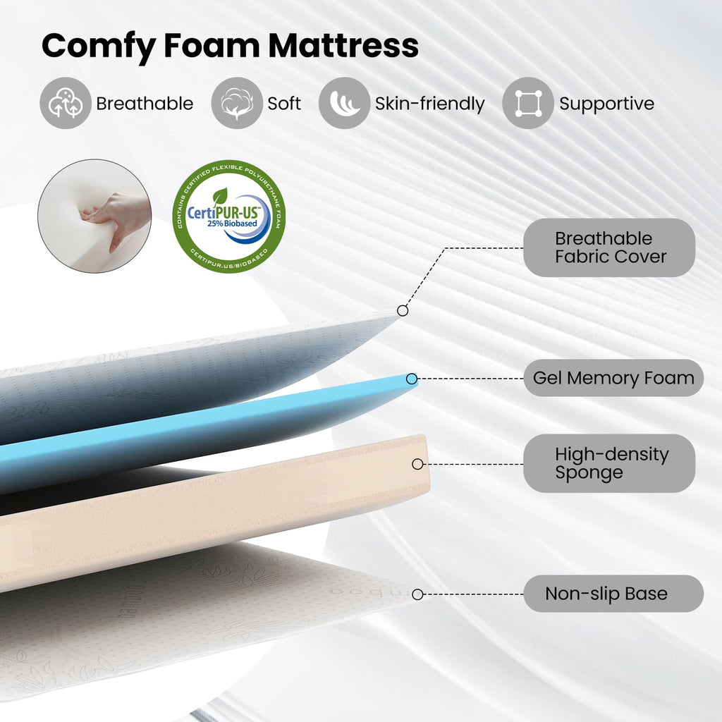 Twin Folding Bed with Memory Foam Mattress D679