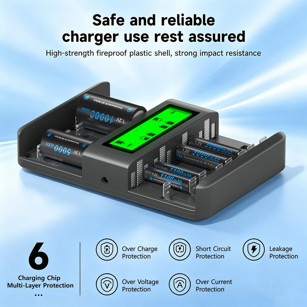 16 Bay AA AAA C D NiMH Battery Charger with LCD Display X65071