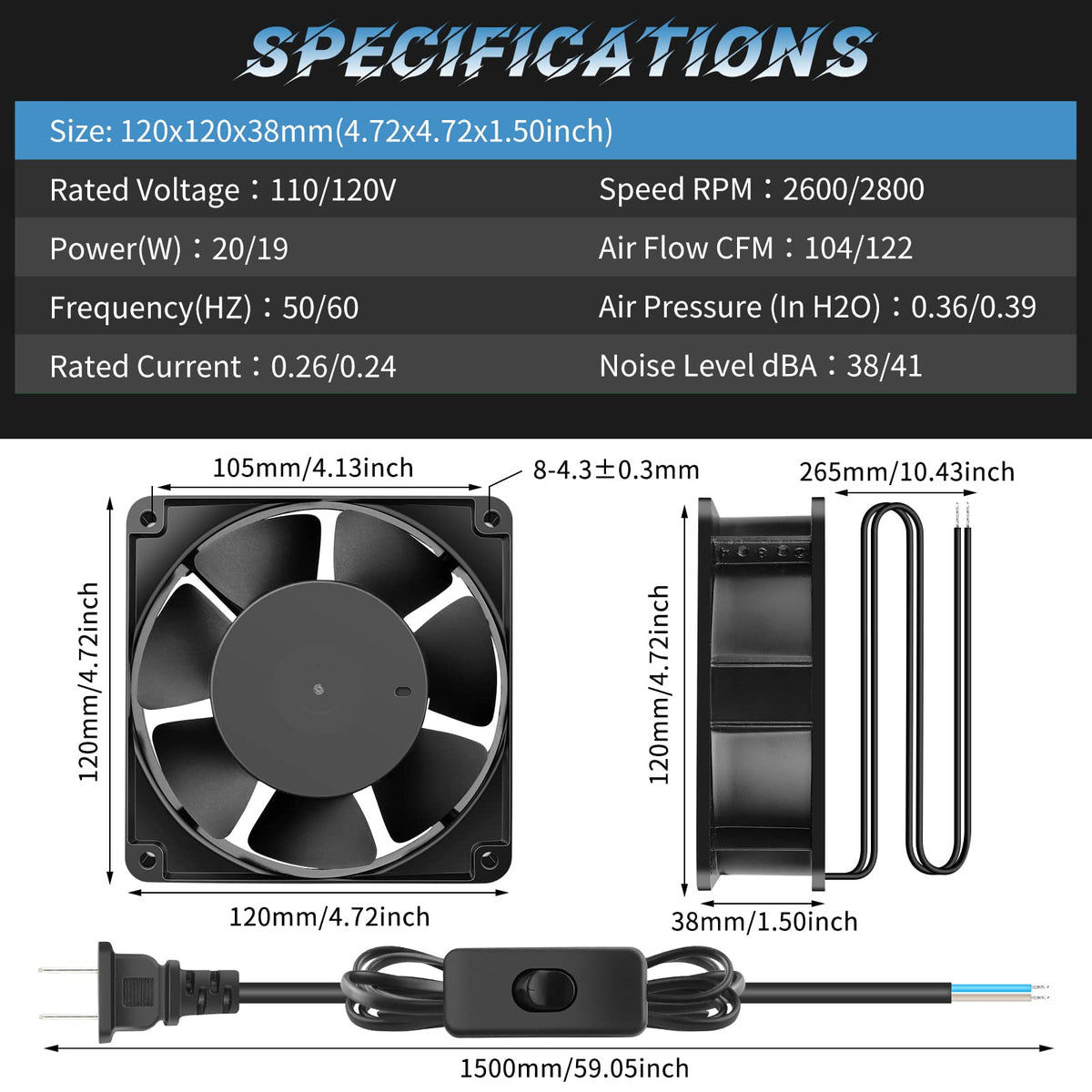 110V 120mm AC Axial Cooling Fan B81977