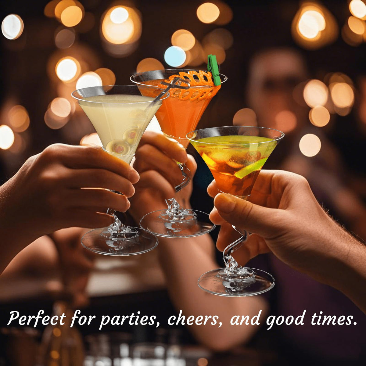 18 Pack 5 Oz Plastic Martini Glasses with Twisted Stem O931