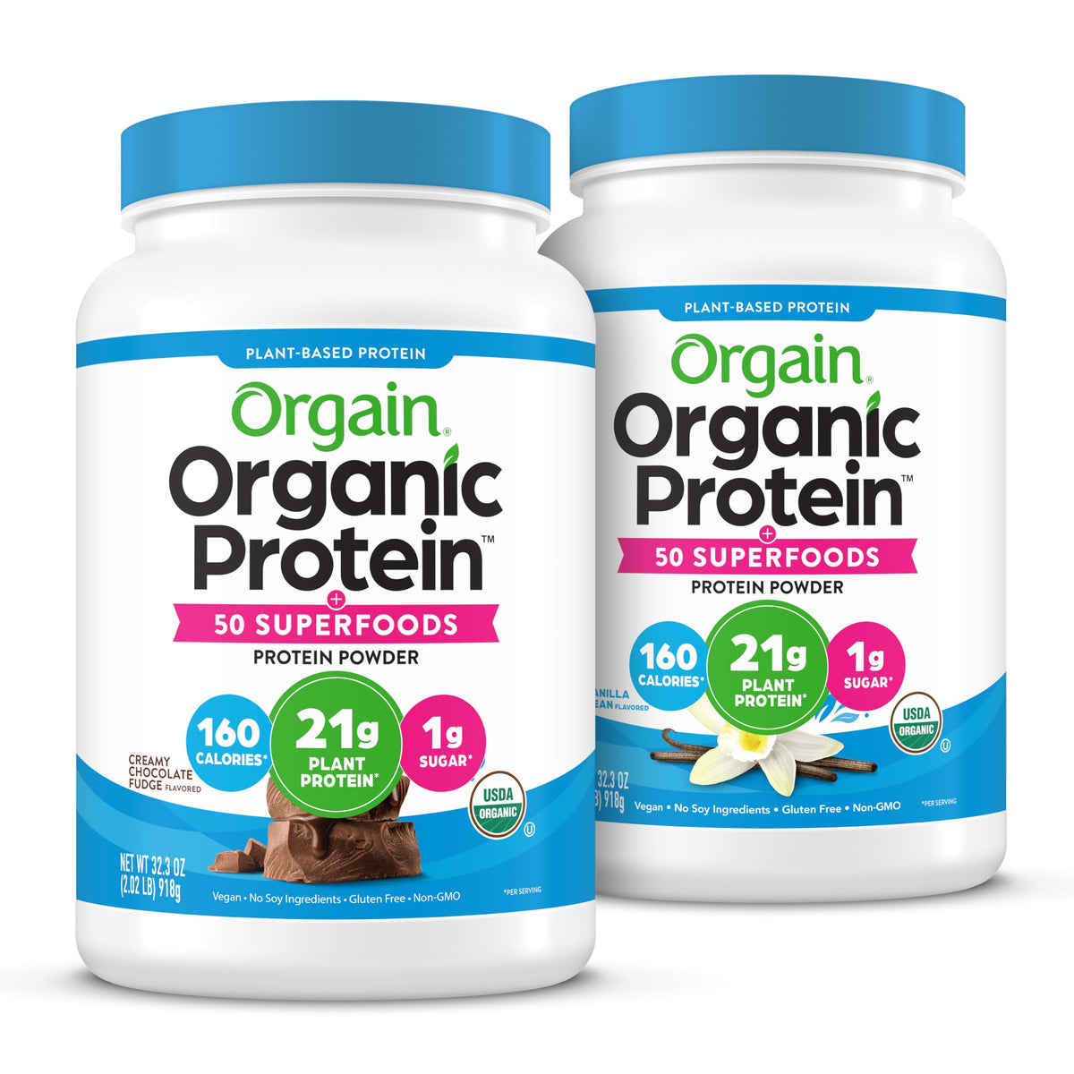 Organic Vegan Protein + 50 Superfoods Powder, 21g Plant Based Protein, 2.02 lb G8519