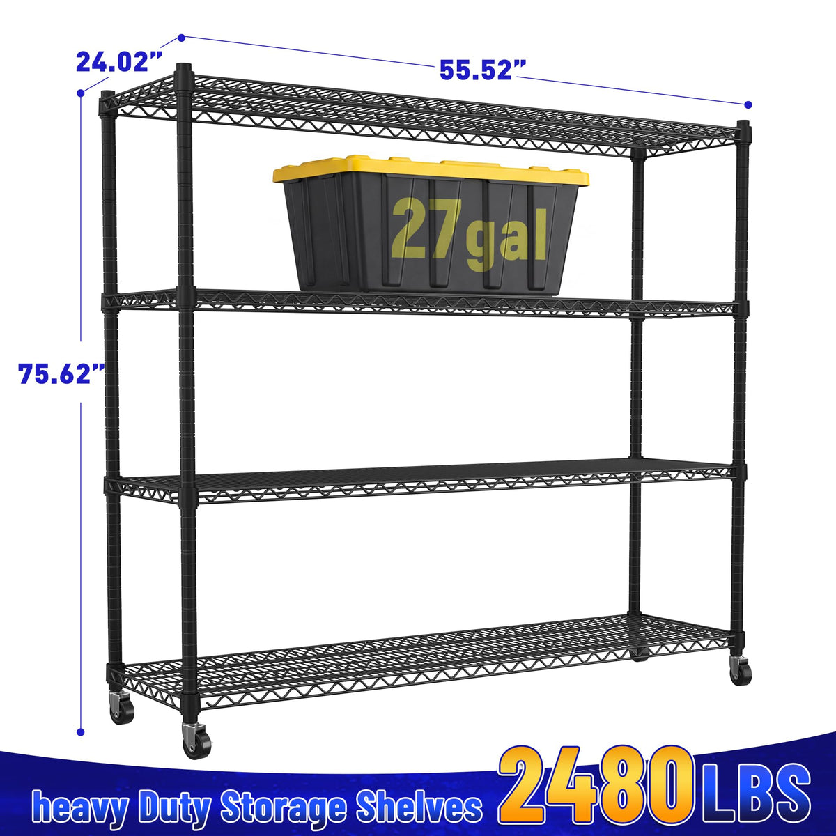 4-Tier Heavy Duty Shelving with Wheels P79256
