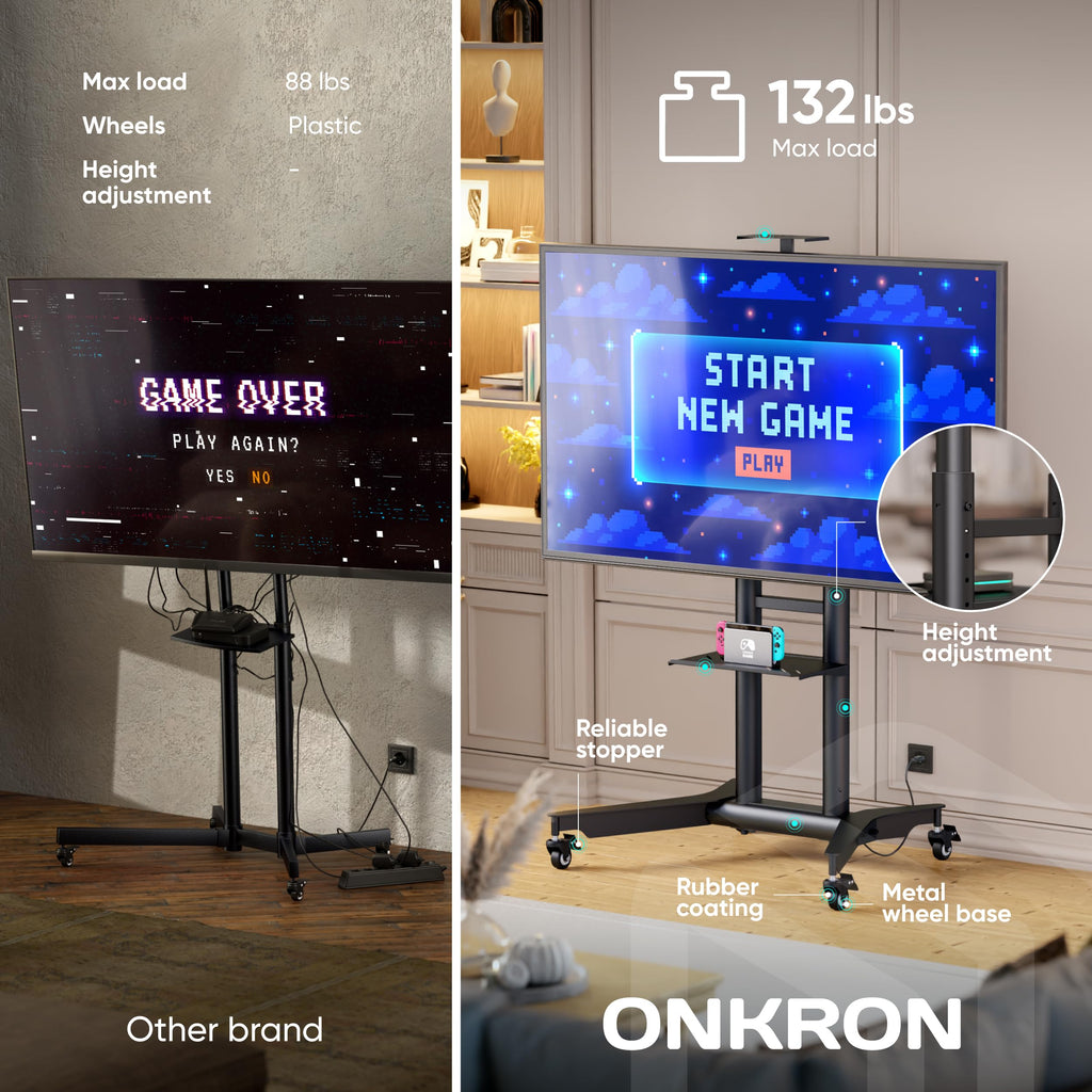 Mobile TV Stand on Wheels 32-75 Inch Black X98405