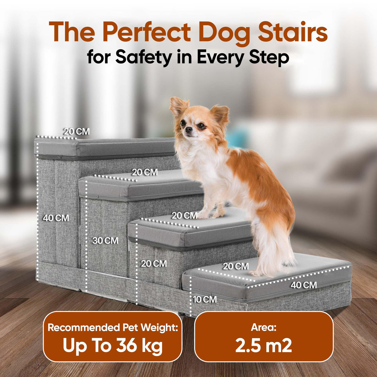 Foldable Pet Stairs with Storage N25306