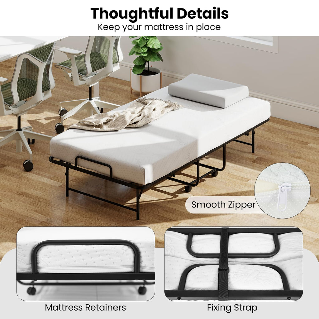 Twin Folding Bed with Memory Foam Mattress D679
