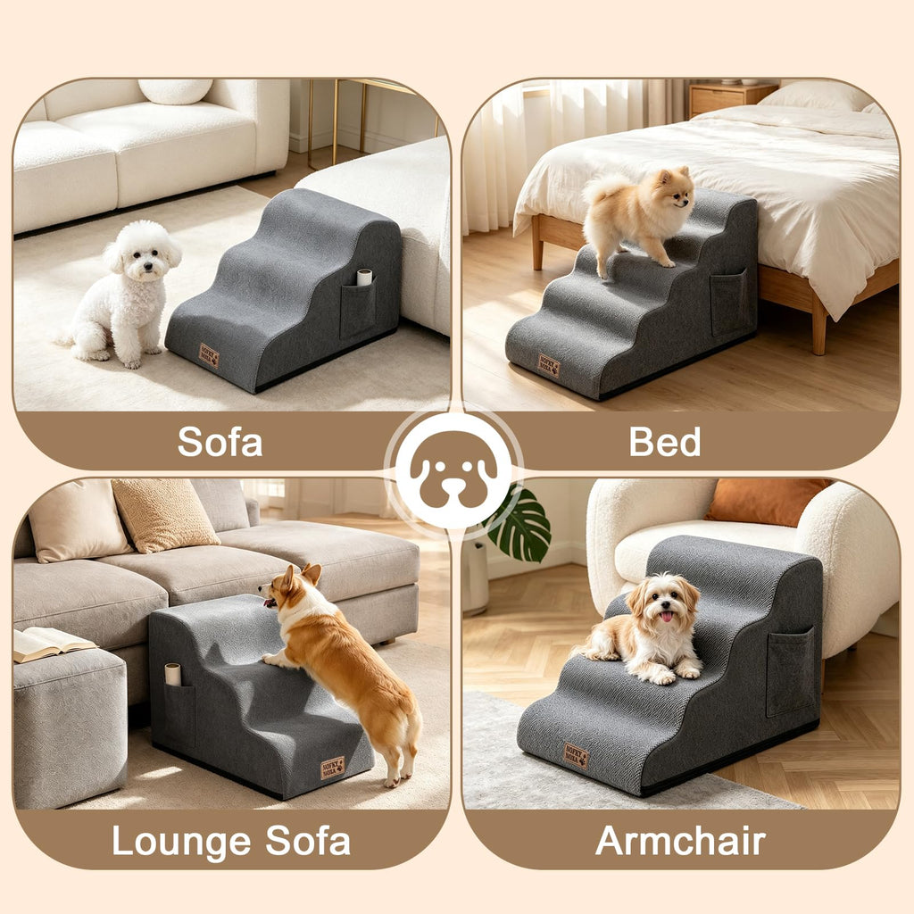 15.7" H Non-Slip Foam Dog Stairs with Storage Pocket I2981