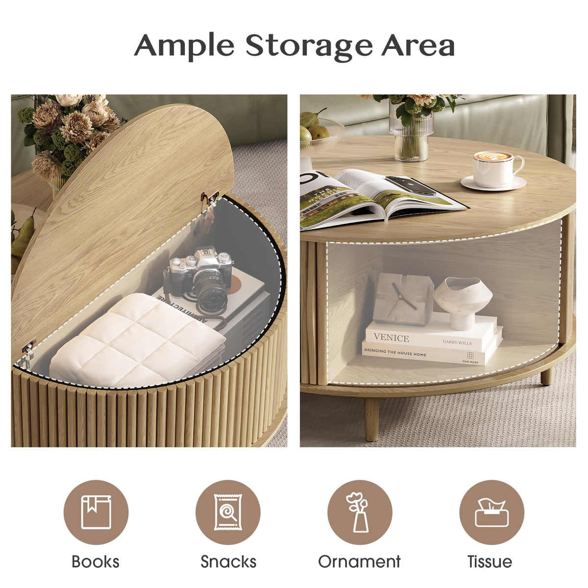 31.5" Round Coffee Table with Storage E760
