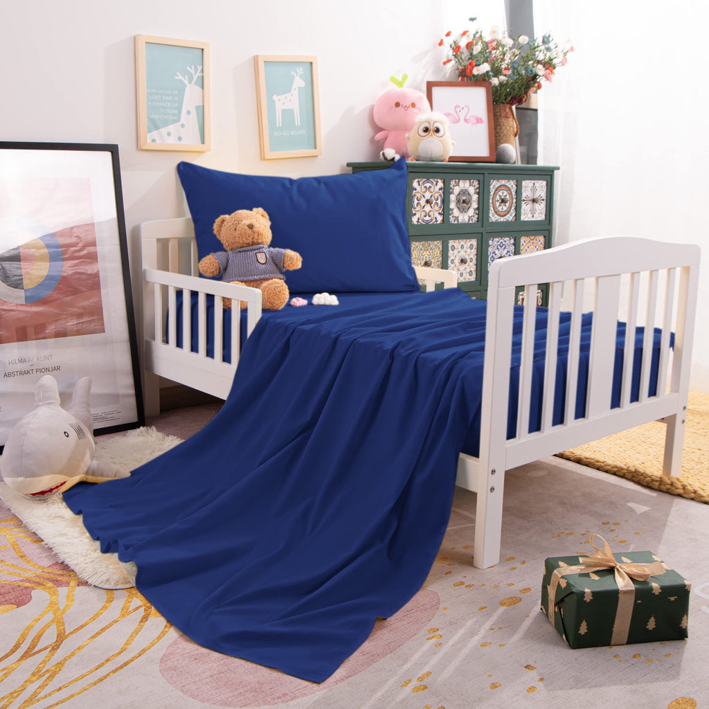 Toddler Microfiber Sheet Set, 3 Piece, Navy Blue A628501