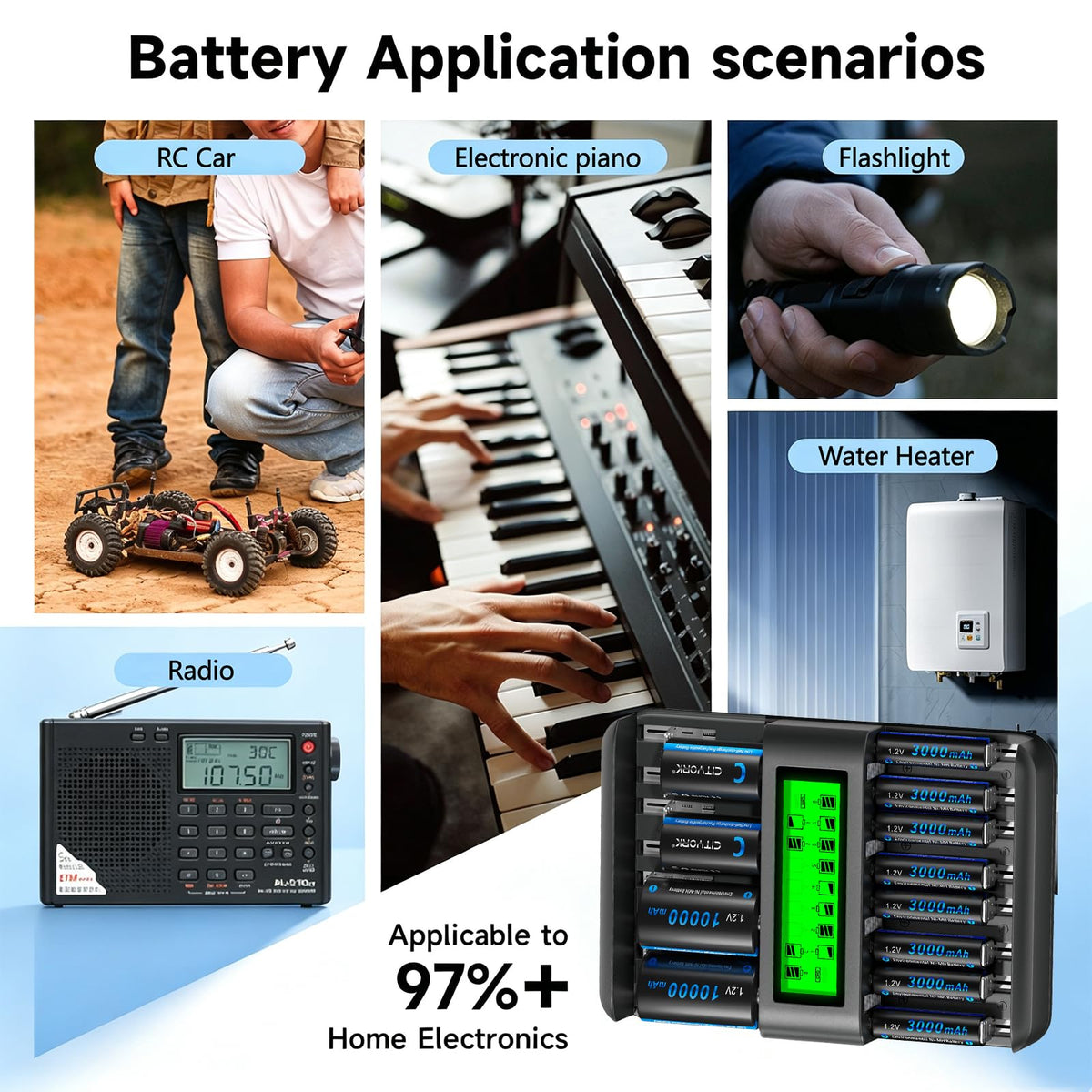 16 Bay AA AAA C D NiMH Battery Charger with LCD Display X65071