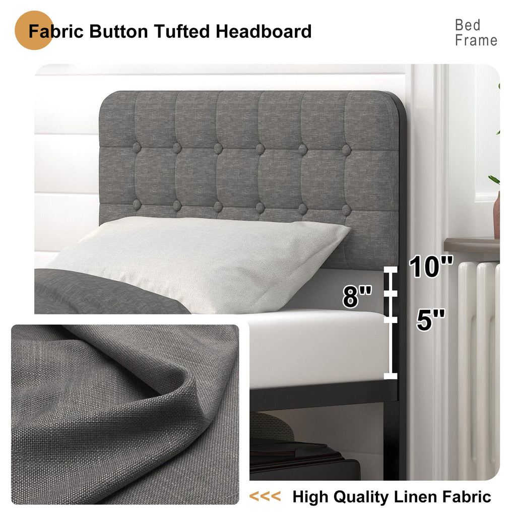 16 Inch Twin XL Upholstered Metal Bed Frame Y434532