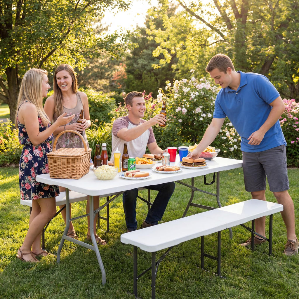 6ft White Folding Table D7869