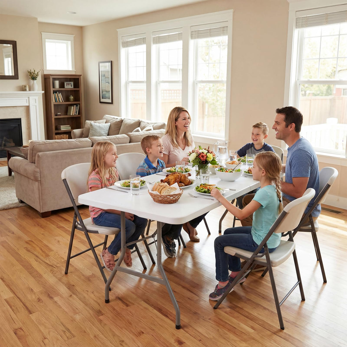 6ft White Folding Table D7869