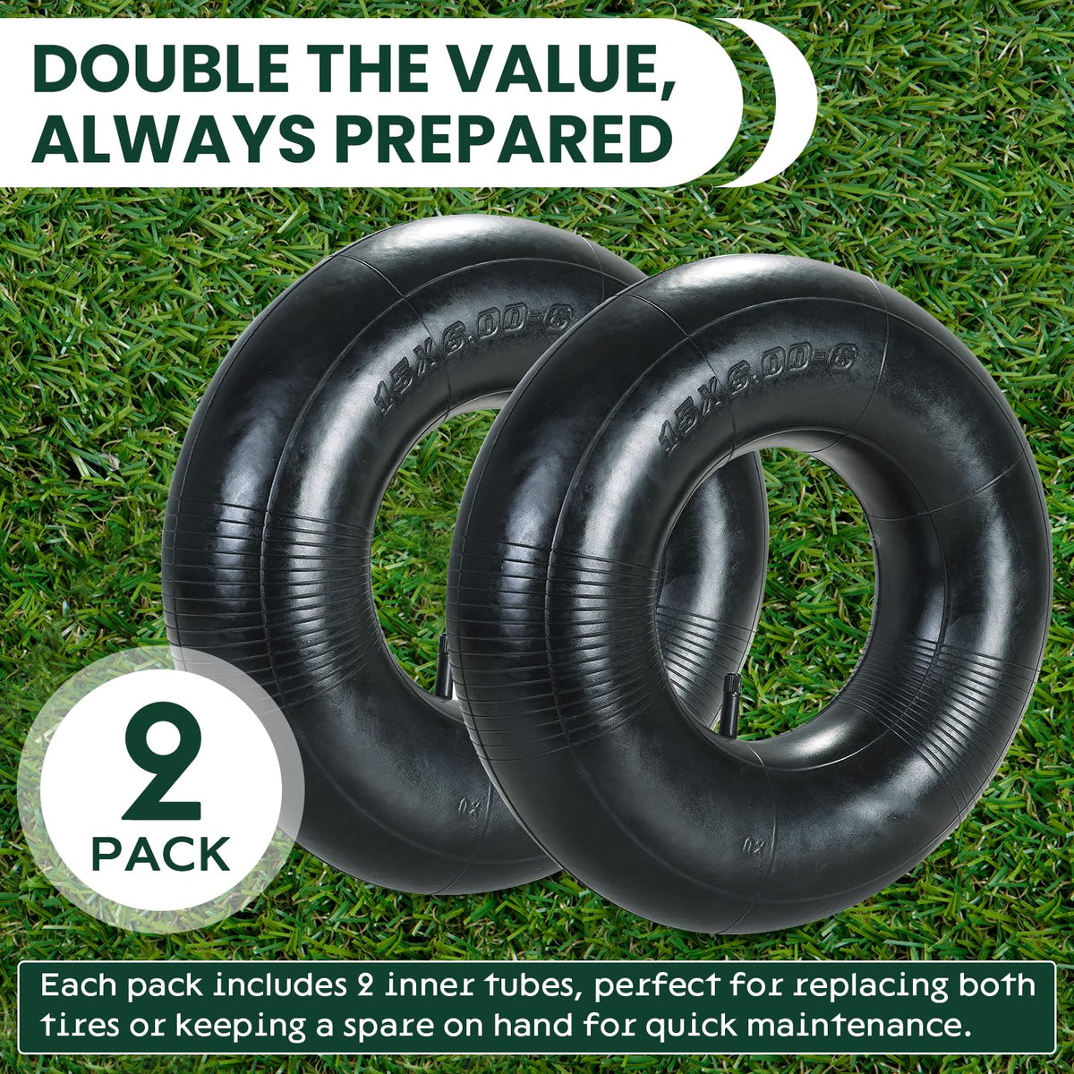 2 Pack 15 x 6.00-6" Inner Tubes with TR-13 Valve Stem V31156