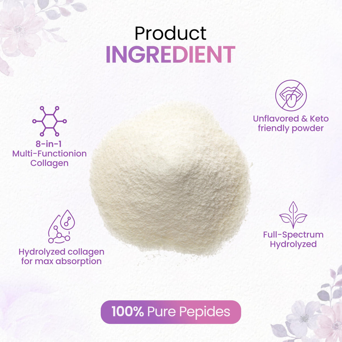 Multi Collagen Peptides Powder 1lb Types I II III V X Y33268