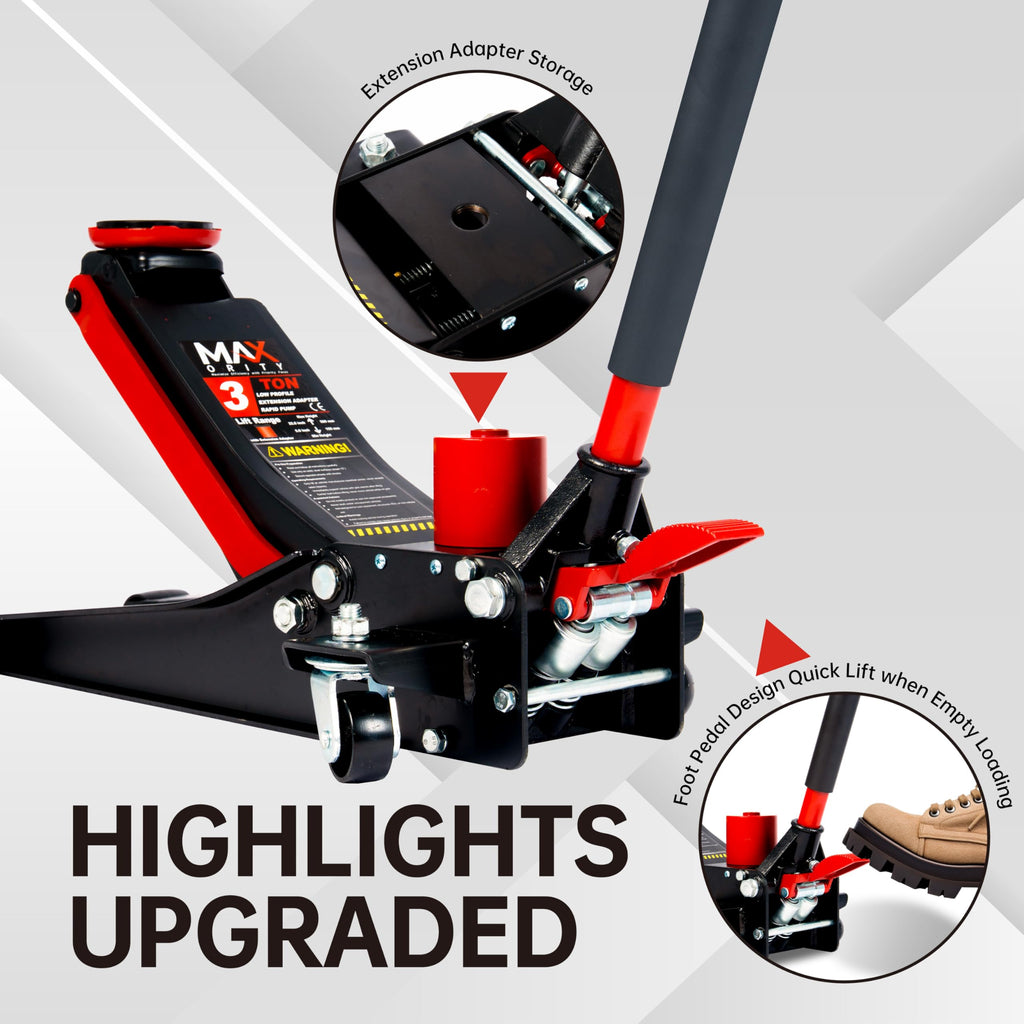 3-Ton Low-Profile Dual Pistons Steel Floor Jack S522898