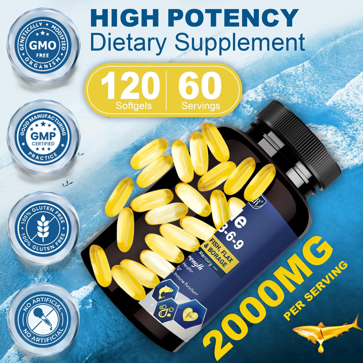 Triple Omega 3-6-9 Fish Oil 2000mg 120 Softgels S402