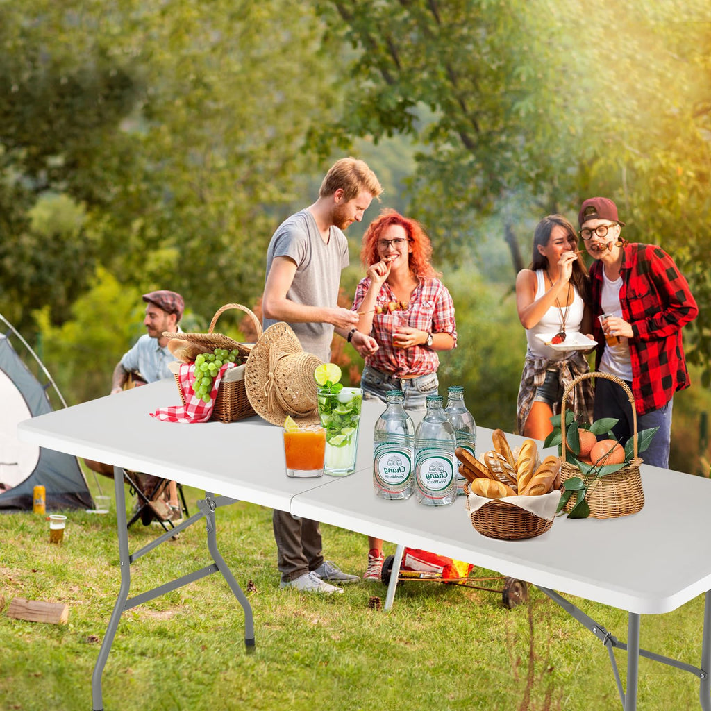 White Portable Folding Table with Carrying Handle B386