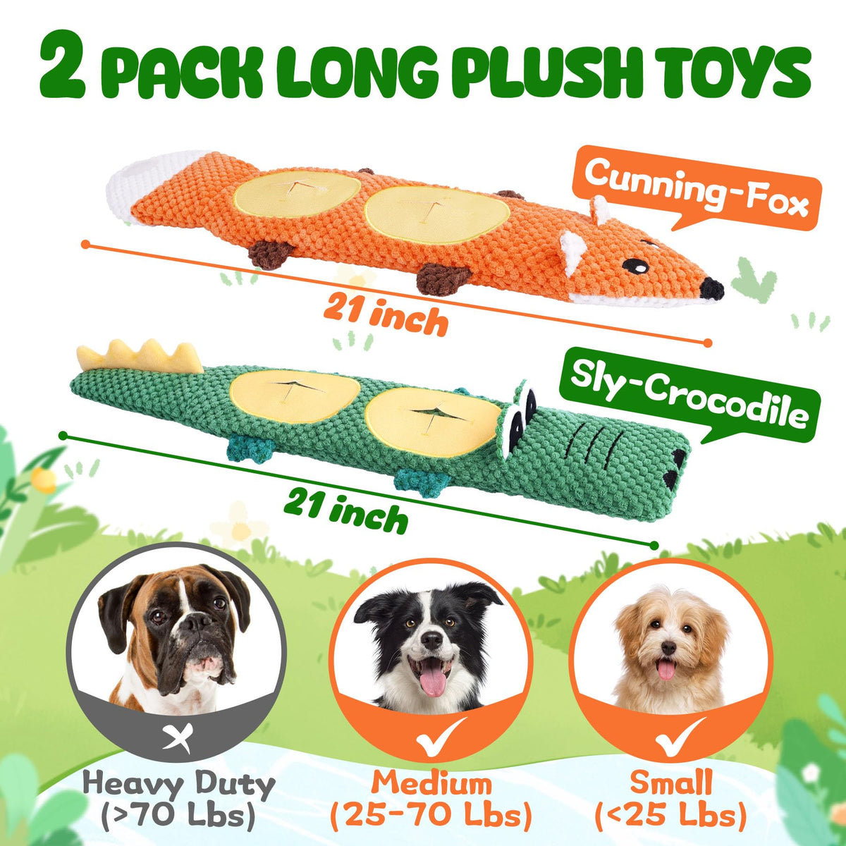 2 Pack No Stuffing Squeaky Dog Toys W1316