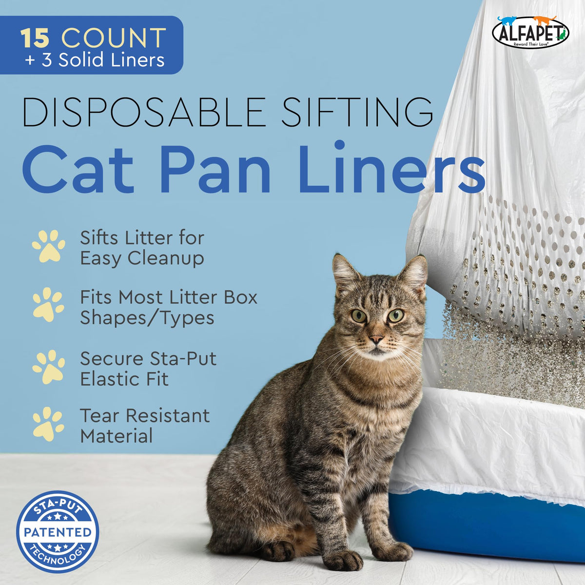 Jumbo 15 Count Pack of 5 Cat Litter Box Liners J7810