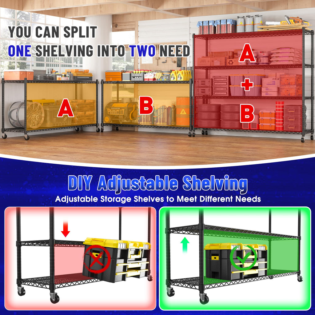 4-Tier Heavy Duty Shelving with Wheels P79256