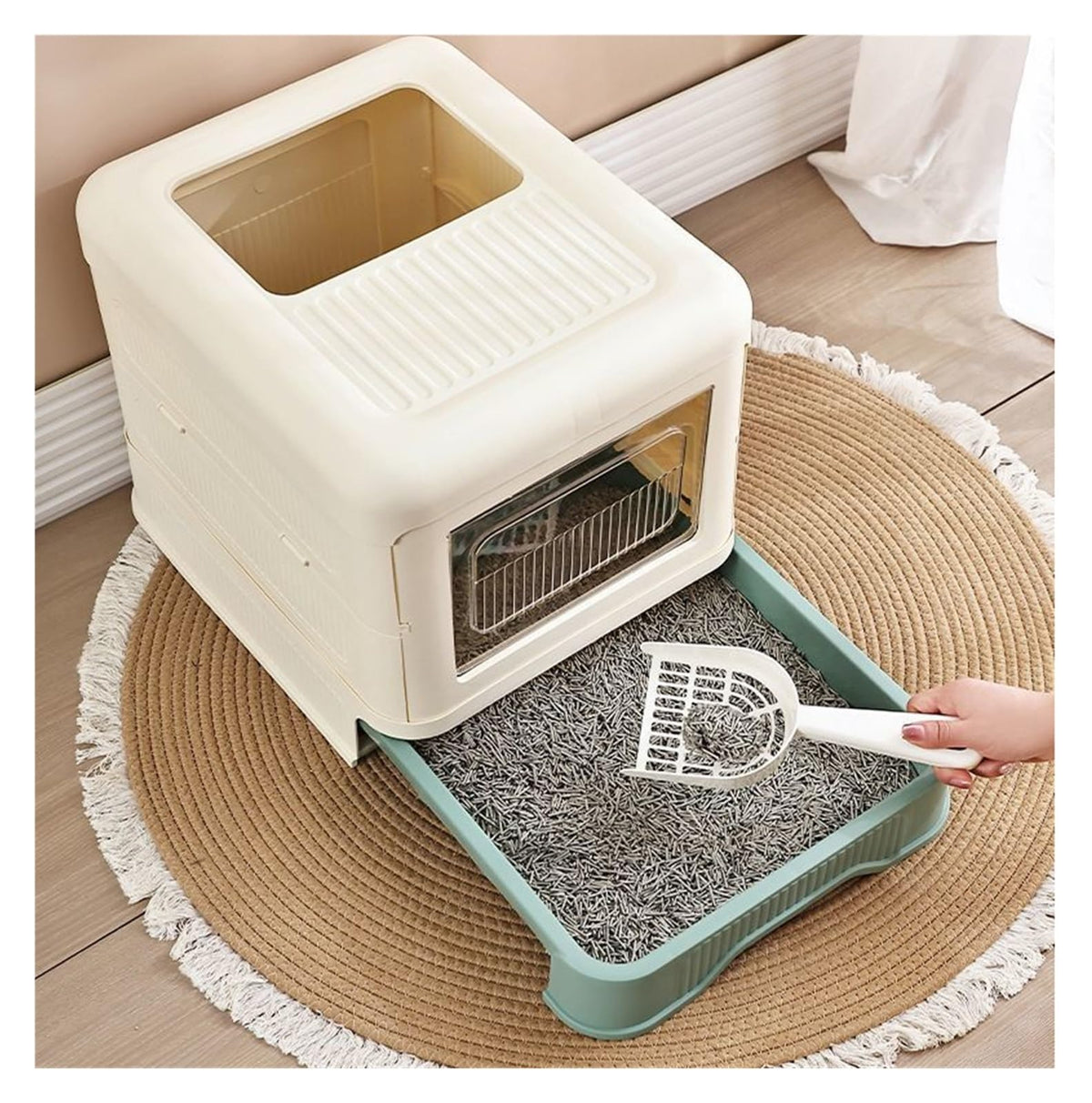 Fully Enclosed Cat Litter Box with Lid and Drawer K1760