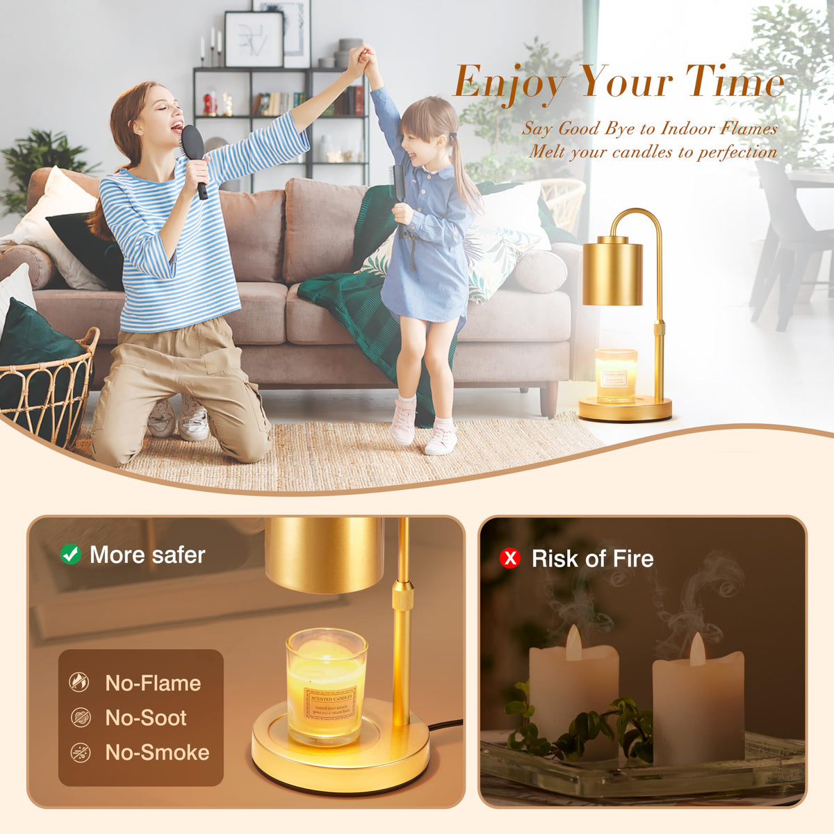 Height Adjustable Electric Candle Warmer Lamp with Timer & Dimmer X78493