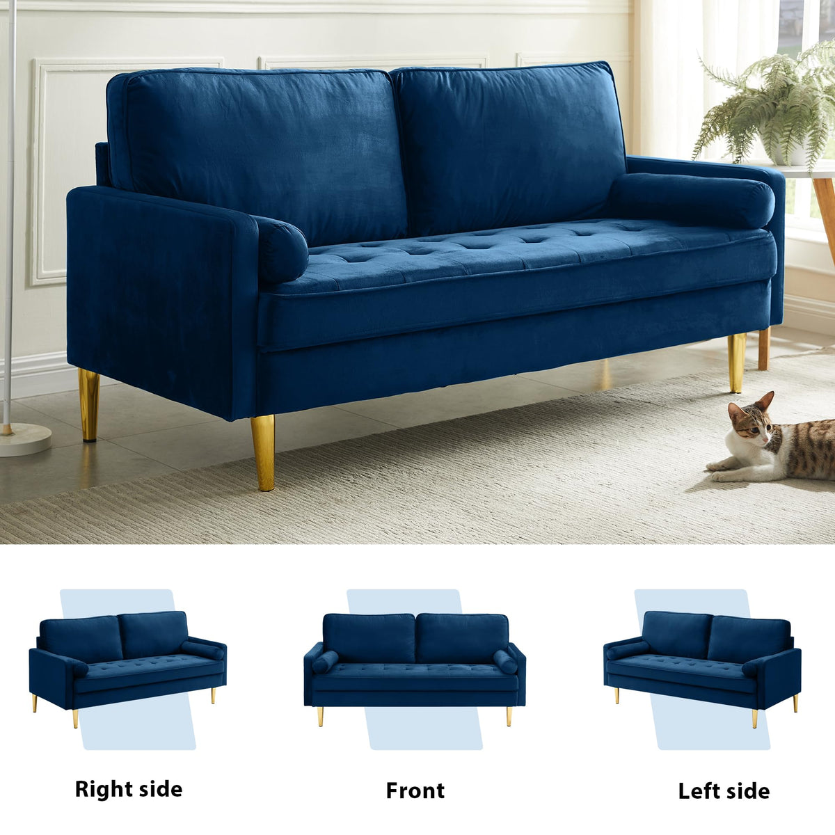 67" Velvet Tufted 2-Seater Sofa A968386