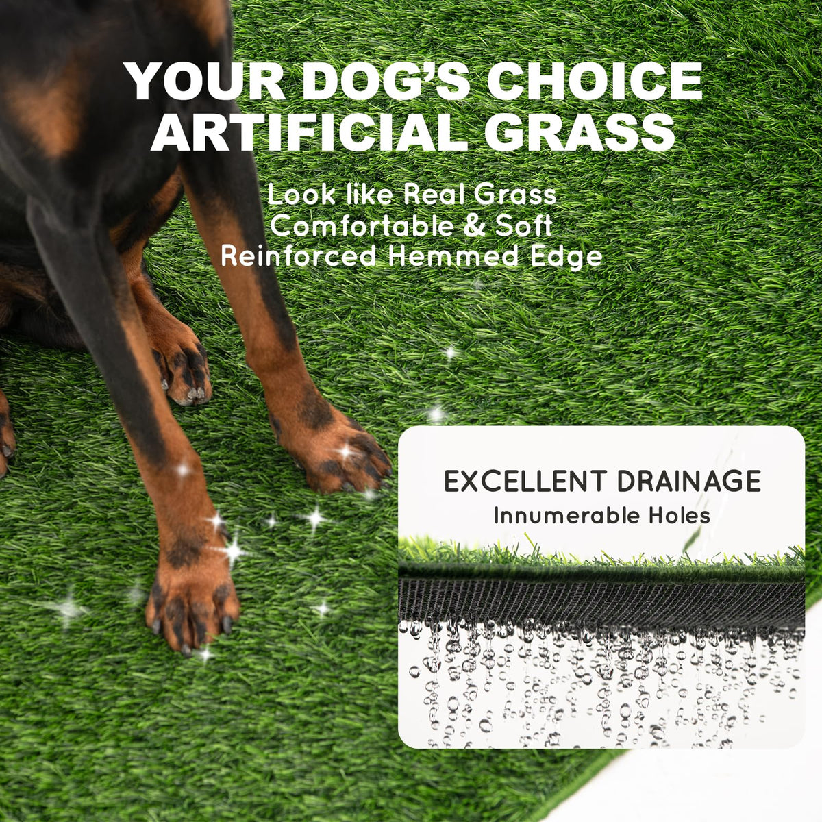 Extra Large Ultra-Absorbent Artificial Grass Pads with Washable Pee Pads 2 Sets T217156