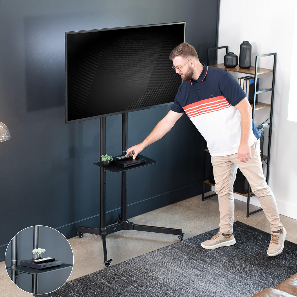 Black Mobile TV Cart for 32 to 83 inch Screens P150208