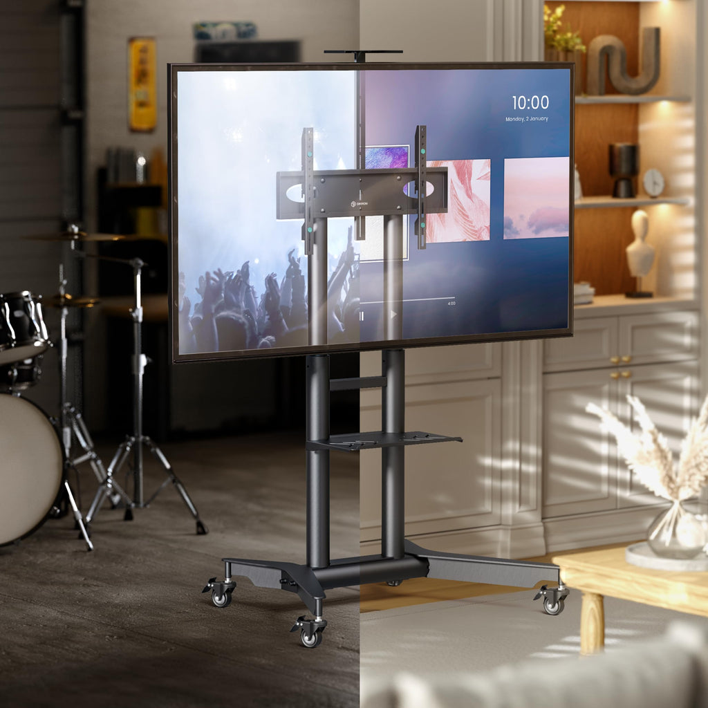 Mobile TV Stand on Wheels 32-75 Inch Black X98405