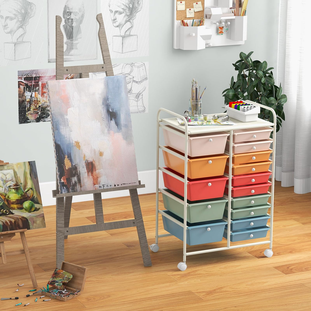 15 Drawer Rolling Storage Cart with Wheels B1766