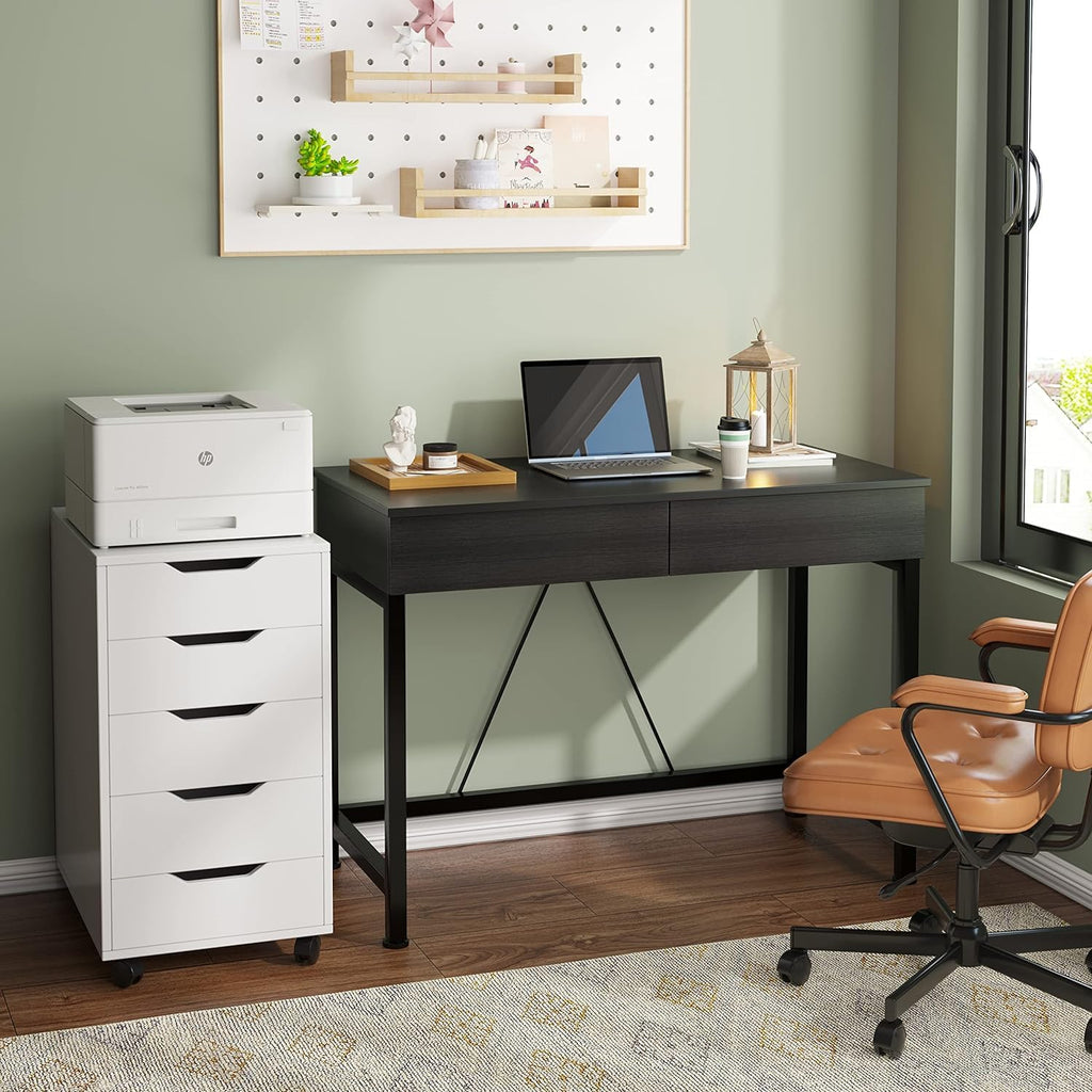 Black Wooden Computer Desk with Drawers Q664993