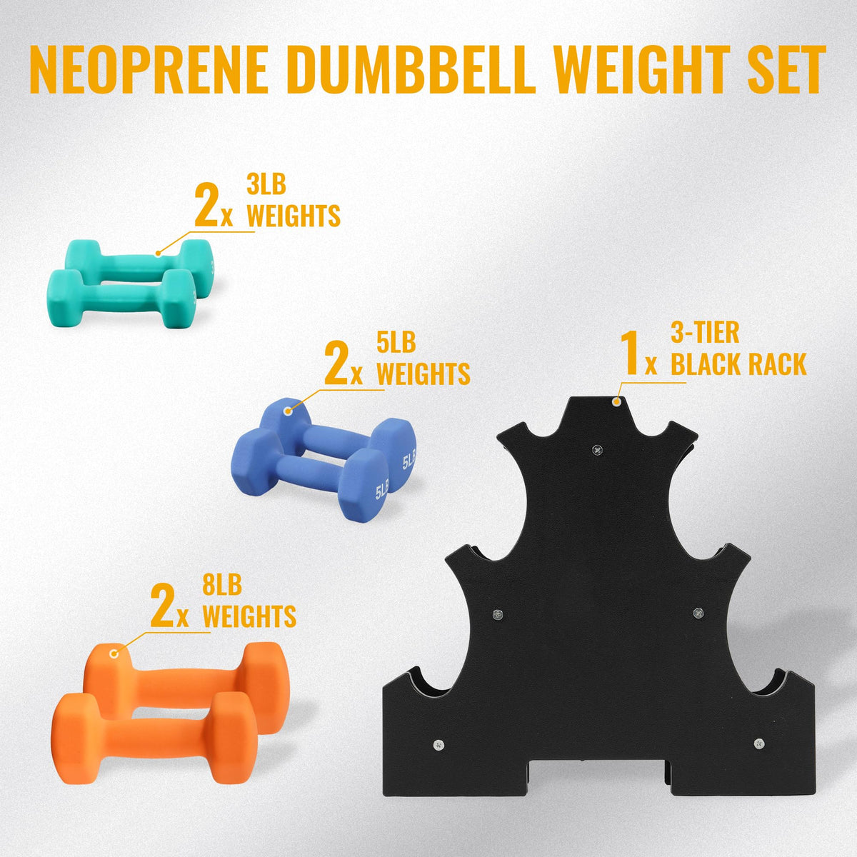 Neoprene Dumbbell Set with Rack K93724