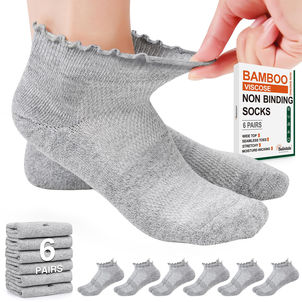 6 Pairs Low Cut Non Binding Diabetic Ankle Socks Z932