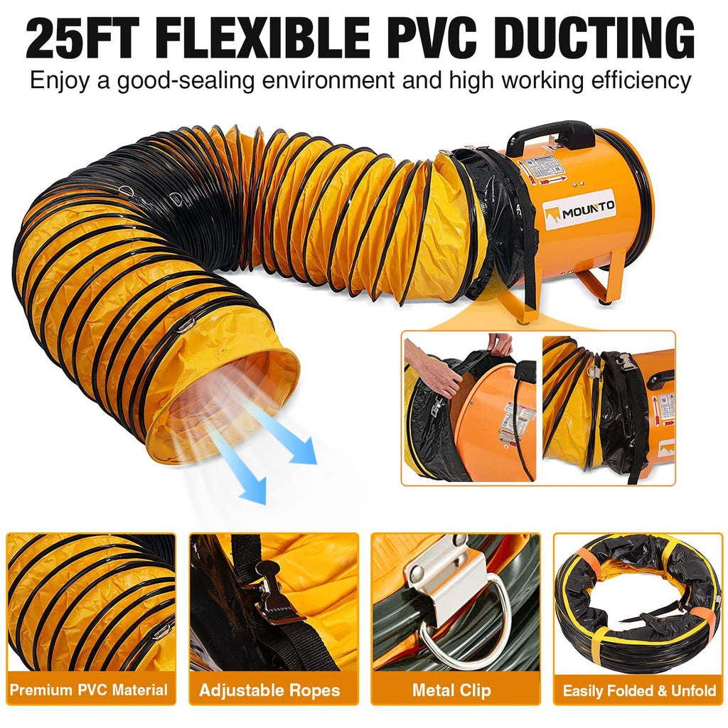 12-Inch Heavy Duty Cylinder Axial Fan with 25-Foot Vinyl Hose P268