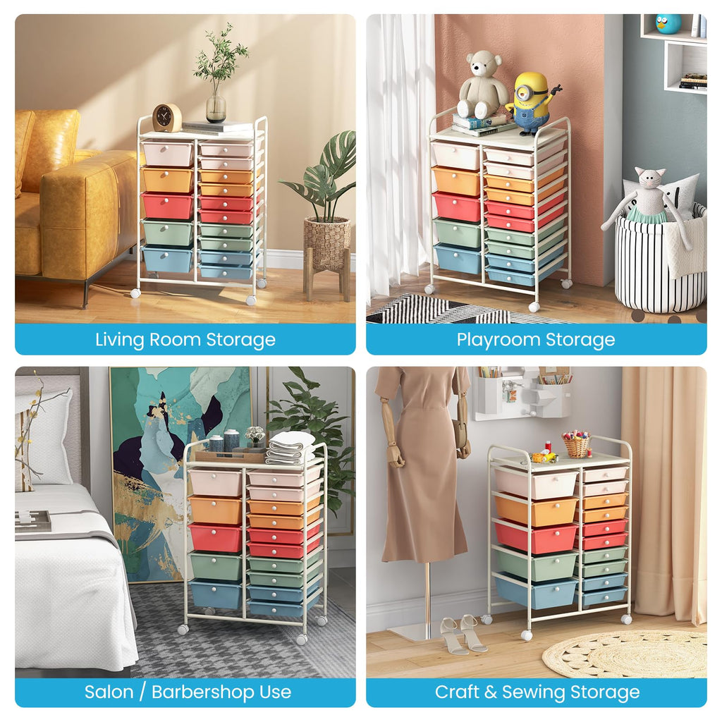 15 Drawer Rolling Storage Cart with Wheels B1766