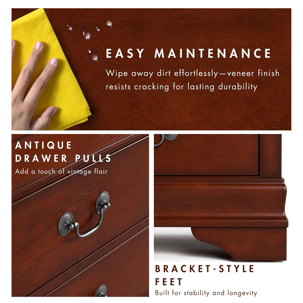 Solid Wood Nightstand with Drawers and Antique Nickle Handles S766
