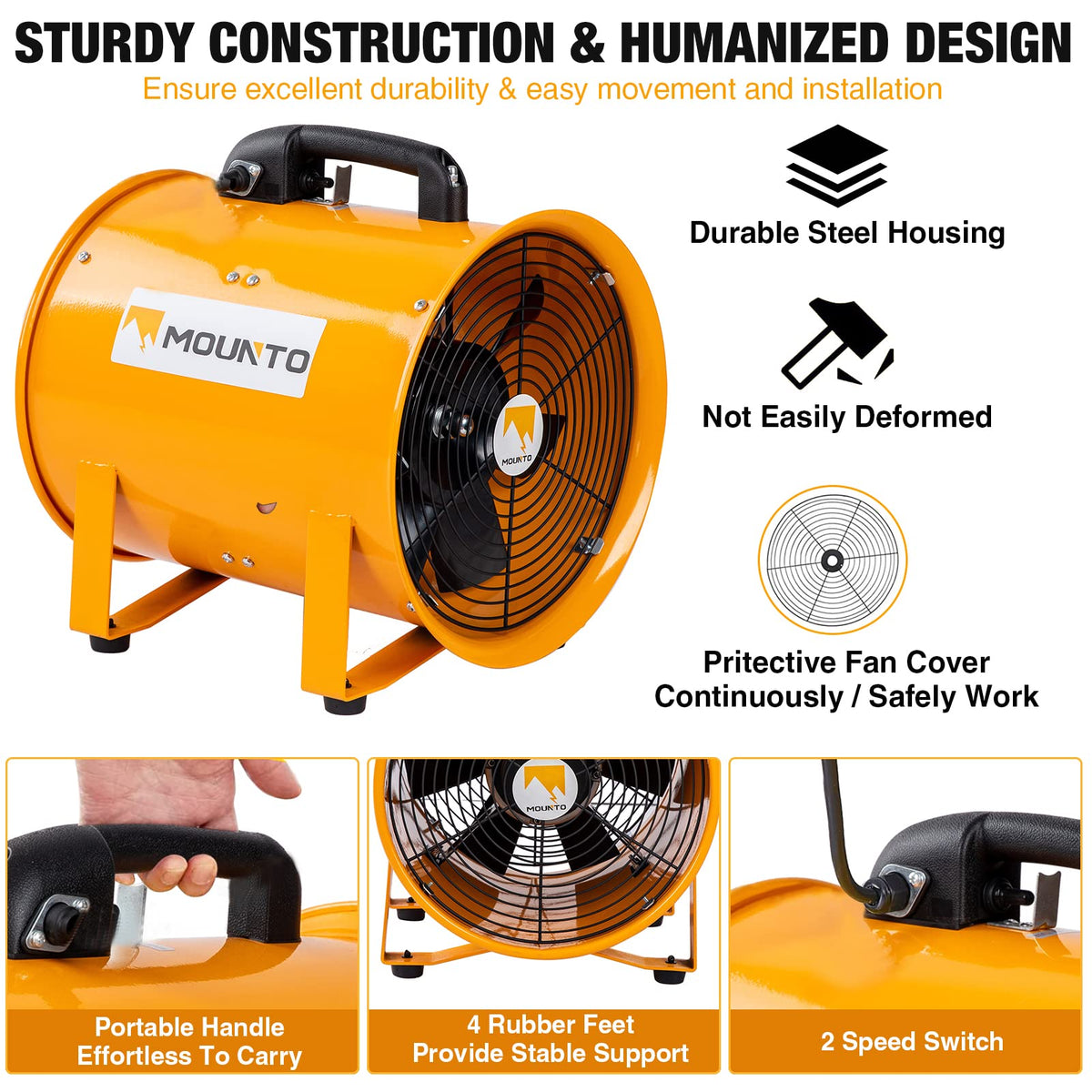12-Inch Heavy Duty Cylinder Axial Fan with 25-Foot Vinyl Hose P268