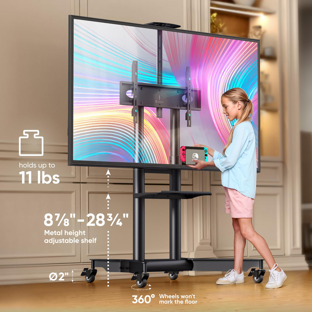 Mobile TV Stand on Wheels 32-75 Inch Black X98405