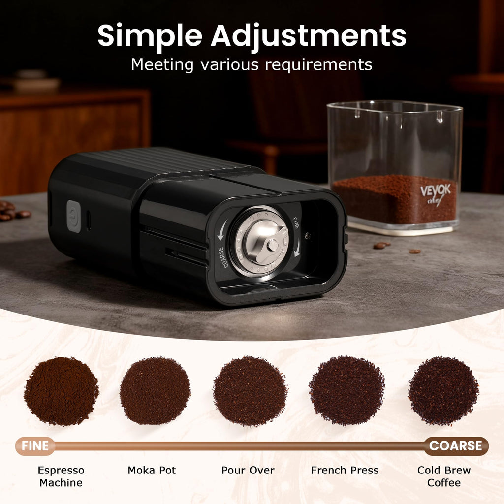 Portable Electric Coffee Grinder Adjustable Stainless Steel Burr T551