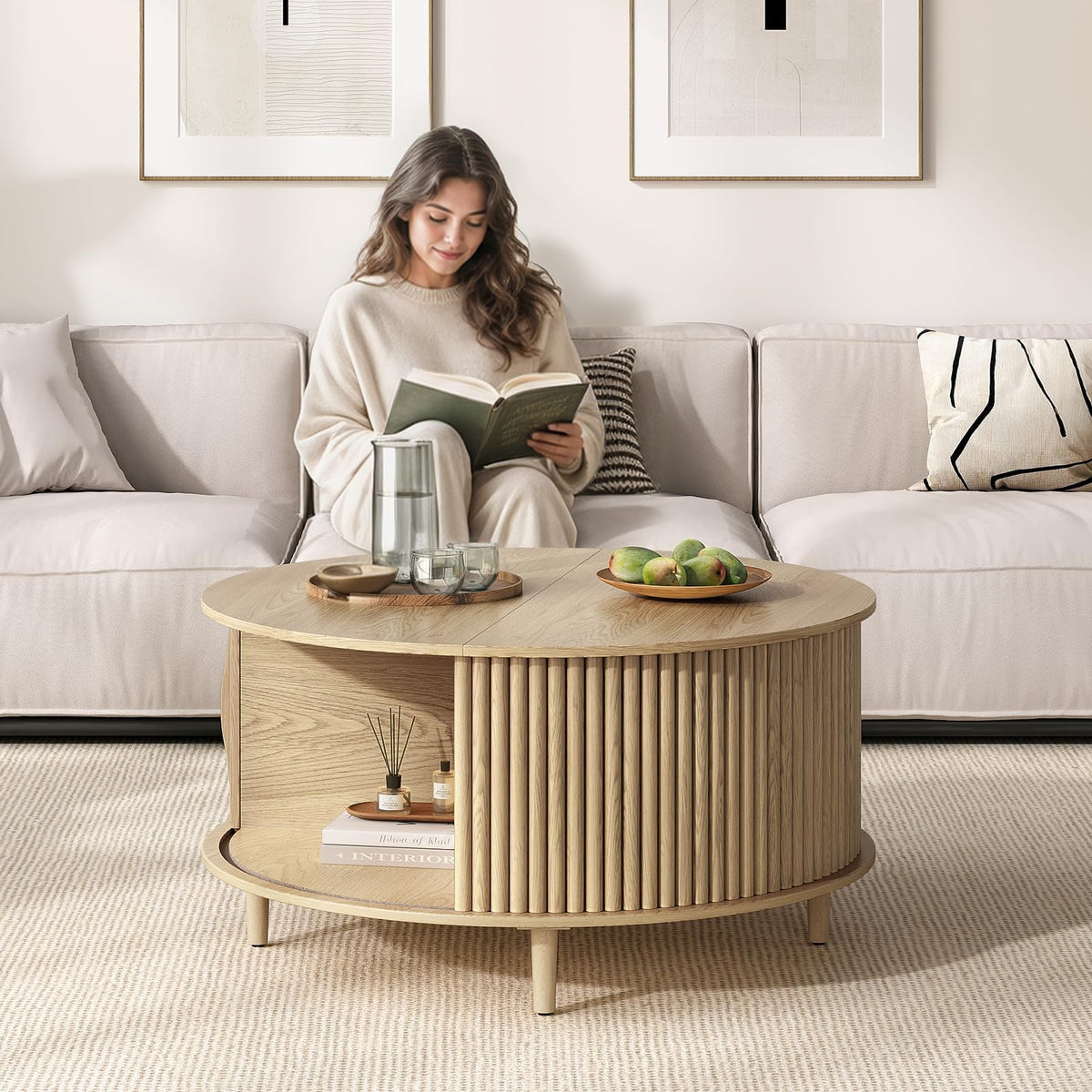 31.5" Round Coffee Table with Storage E760