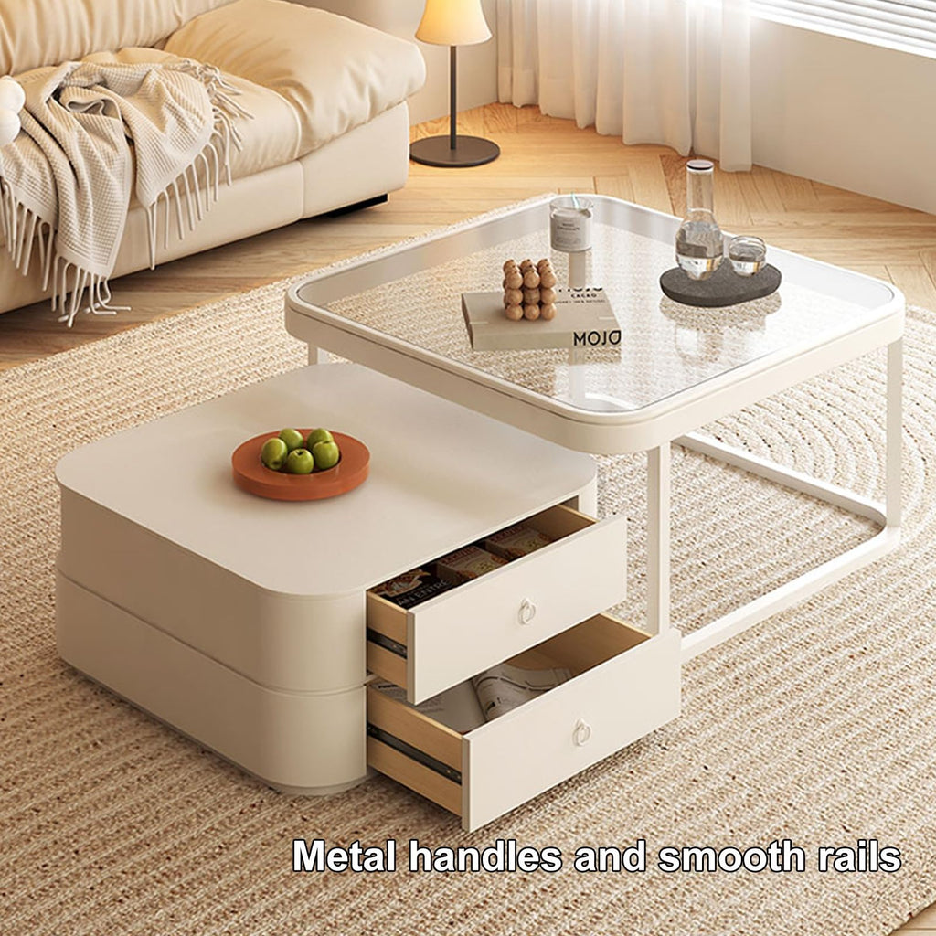 Brown Glass Coffee Table Set of 2 K2779