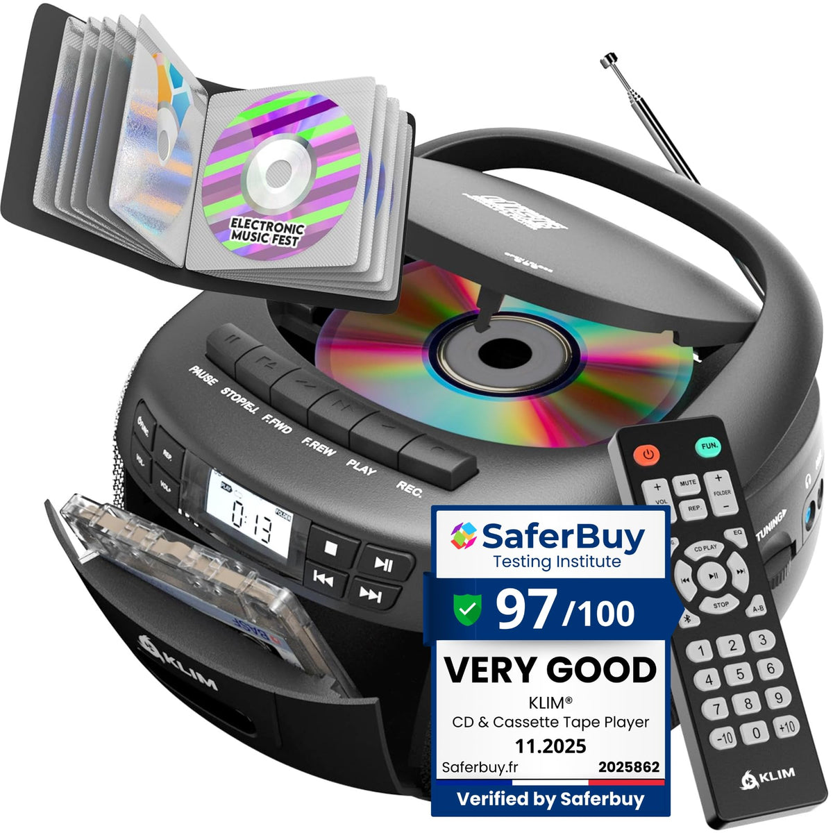 CD Cassette Player with Bluetooth AM FM Radio USB Drive G291638